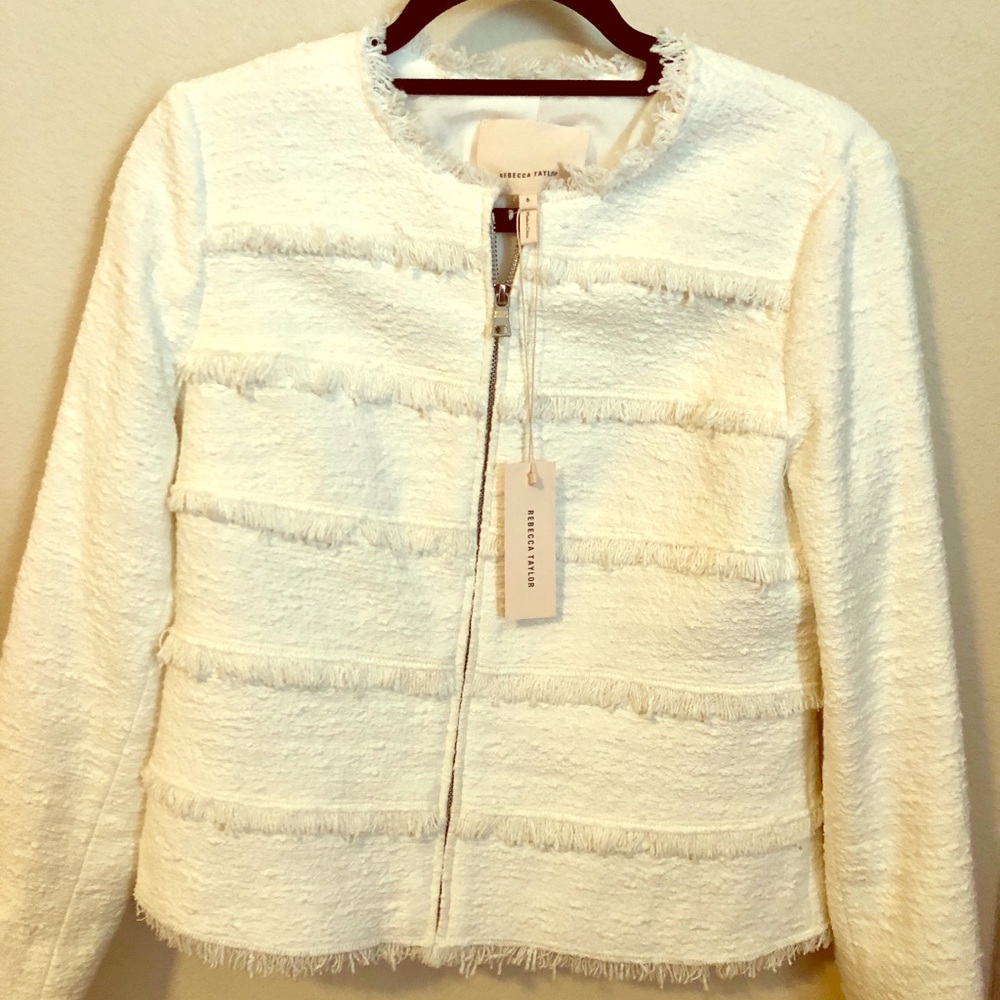 Rebecca Taylor Textured Tweed Jacket (snow)